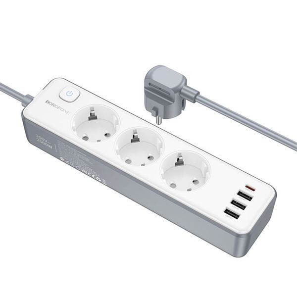 Мер.Фільтр Borofone BAC9A 3 роз.2m PD20W/3A white 44970 фото
