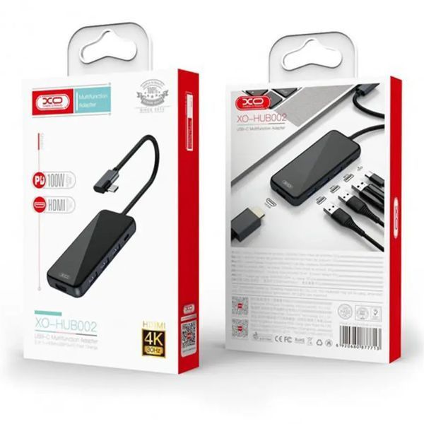 Type-C HUB XO-HUB002 black 29753 фото