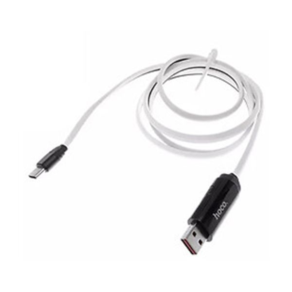 USB Cable Hoco Type-C U29 LED 2A 1 m white 04193 фото