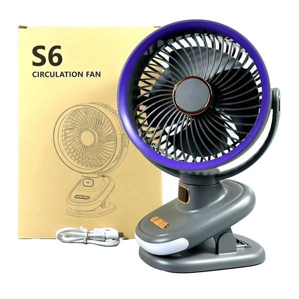 Вентилятор S6 3 in 1 з акумулятором на прищепці/підвісний з нахилом 25,5см 2400 mah grey 41226 фото