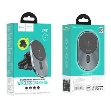 Автотримач з бездротовою зарядкою Hoco CA91 15W MagSafe black 30794 фото