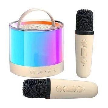 Колонка Bluetooth K52 RGB 1 мікрофон дитяче караоке milk white 38566 фото