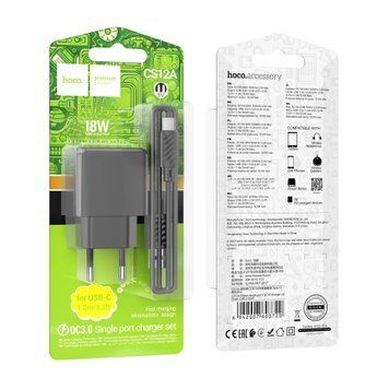 МЗП Hoco CS12A 18W/3A + cable Type-C black 36255 фото