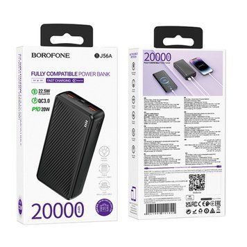 Power bank 20 000 mAh Borofone BJ56A Power PD20W+QC3.0 22.5W black 39076 фото