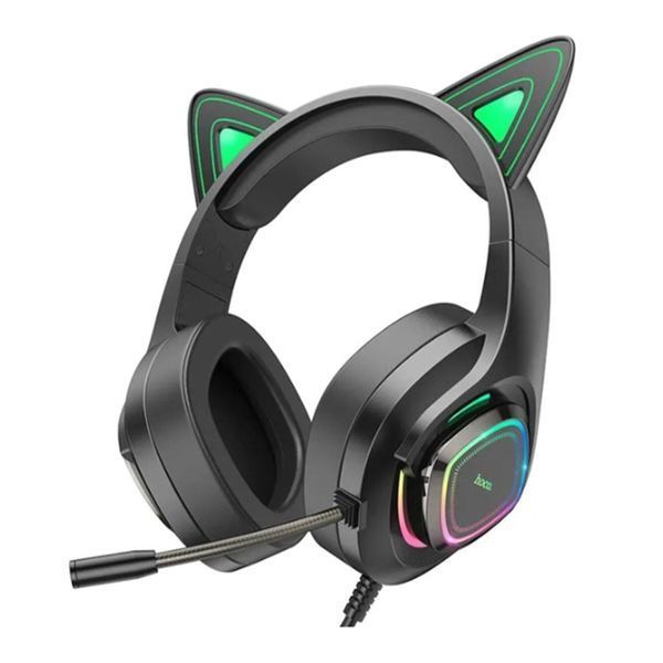 Навушники для комп'ютера hoco. W107 Led Cat black - green 31332 фото