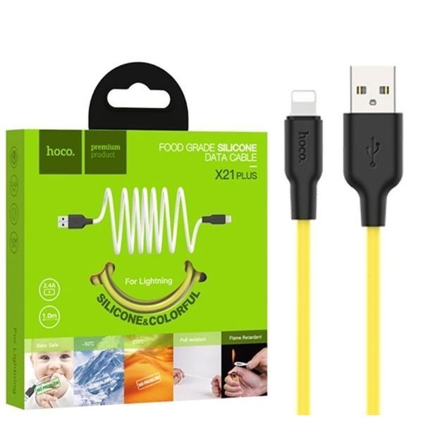 USB Cable Hoco lightning X21 2.4A 1m yelow 31552 фото