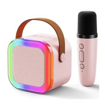 Колонка Bluetooth K18 1 мікрофон дитяче караоке pink 38567 фото