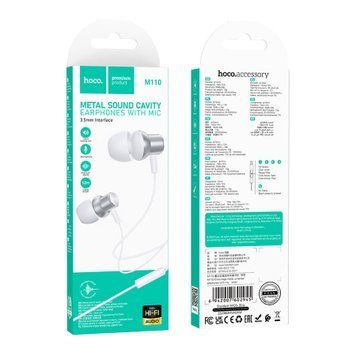 Навушники Hoco М110 + мік silver 42226 фото