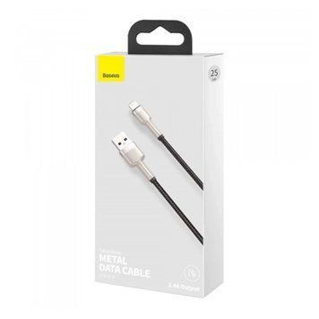 USB Cable Baseus Cafule Metal Lightning 2.4A (0,25m) black 02590 фото