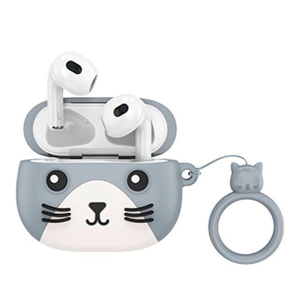 Навушники AirPods 3 Hoco EW46 white + case cat silver 32597 фото
