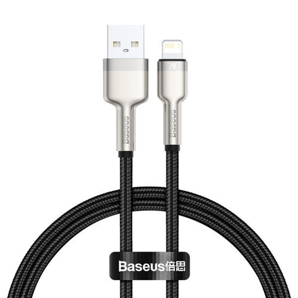 USB Cable Baseus Cafule Metal Lightning 2.4A (0,25m) black 02590 фото