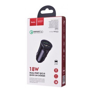 АЗП Hoco Z39 18W/3A QC3.0 (2USB) black 30605 фото