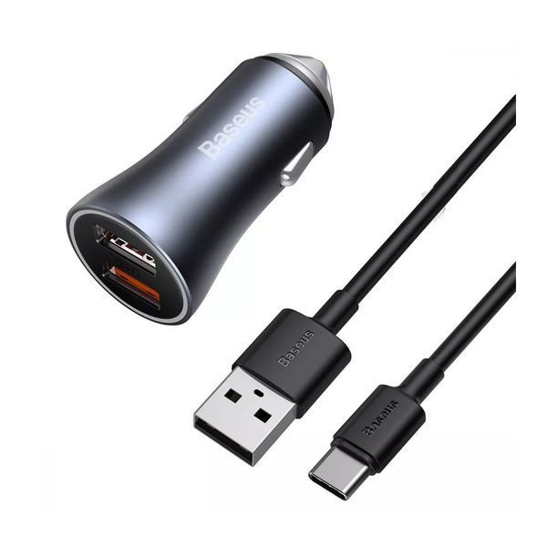 АЗП Baseus Golden Contactor Pro 40W (2USB) + Cable Type-C 5A (1m) dark gray 25678 фото
