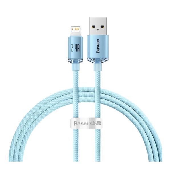 USB Cable Baseus Crystal Shine Series Lightning 2.4A (2m) sky blue 10174 фото