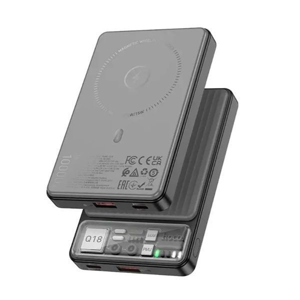 Power bank 10 000 mah Hoco Q18 22.5W fully compatible with magnetic fast charging Black 00067 фото