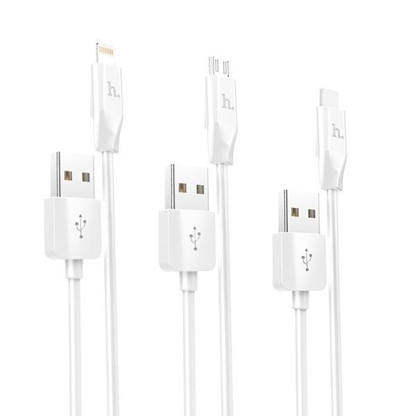 USB Cable Hoco Type-C X1 3A 1m white 11260 фото