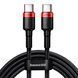 Cable Baseus Cafule Type-C to Type-C PD 2.0 60W (2m) red/black 45562 фото 2