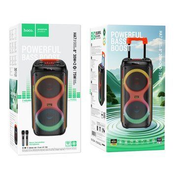 Колонка Bluetooth Hoco HA7 black+2 мікрофона 38207 фото