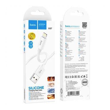 USB Cable Hoco Lightning X87 2.4A 1m white 39686 фото