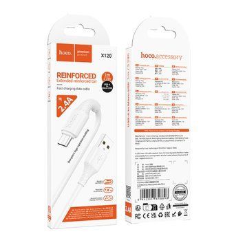 USB Cable Hoco Micro usb X120 1m white 44454 фото