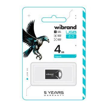 USB Flash 4 GB Wibrand Hawk Black UA 39808 фото