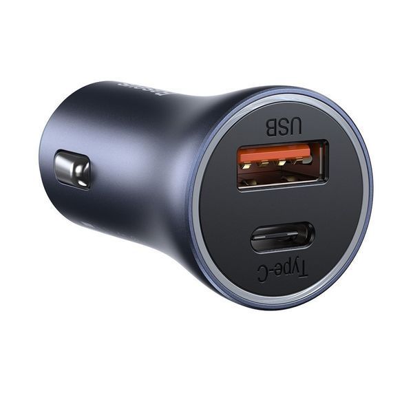 АЗП Baseus Golden Contactor Pro 40W (1USB/1USB-C) + Cable Type-C (1m) dark gray 41477 фото