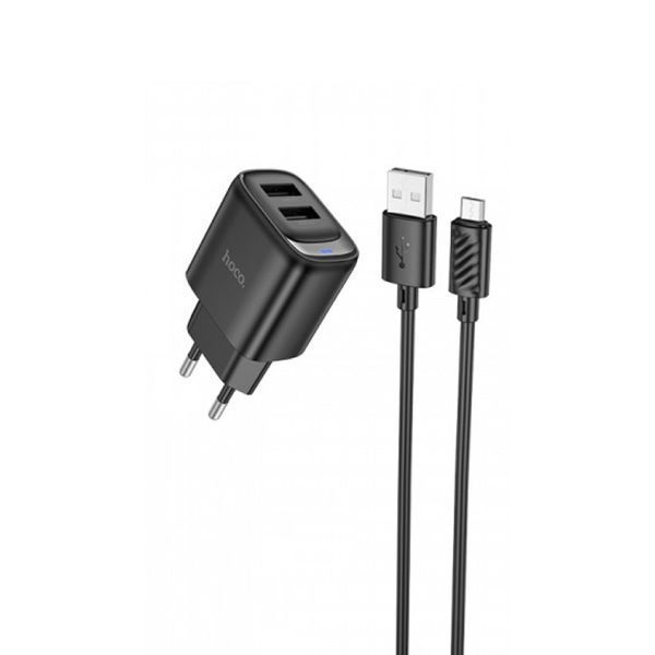 МЗП Hoco C141A 2.1A (2USB) + cable micro black 39632 фото