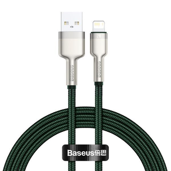 USB Cable Baseus Cafule Metal Lightning 2.4A (1m) green 02847 фото