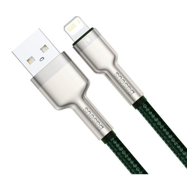 USB Cable Baseus Cafule Metal Lightning 2.4A (1m) green 02847 фото