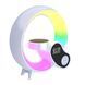 Колонка Bluetooth HM2309 + бездротова зарядка + годинник +світильник white 37856 фото 1