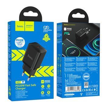 МЗП Hoco N72 PD 20W/3A (1USB-C) black 43455 фото