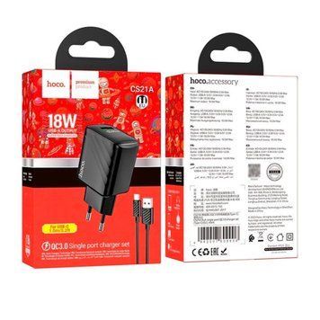 МЗП Hoco CS21A 18W/3A + cable Type-C black 33748 фото
