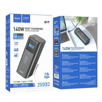Power bank 25000 mah Hoco Q17 PD 140W+QC black 35512 фото