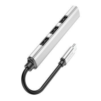 Type-C HUB Hoco HB26 4in1 (TypeC-USB-USB) grey 32308 фото