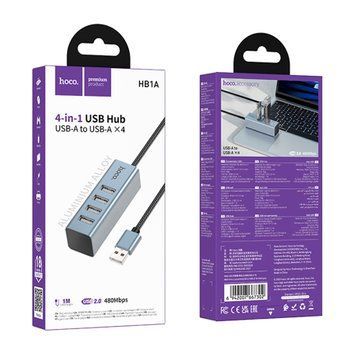USB HUB Hoco HB1A grey 44922 фото
