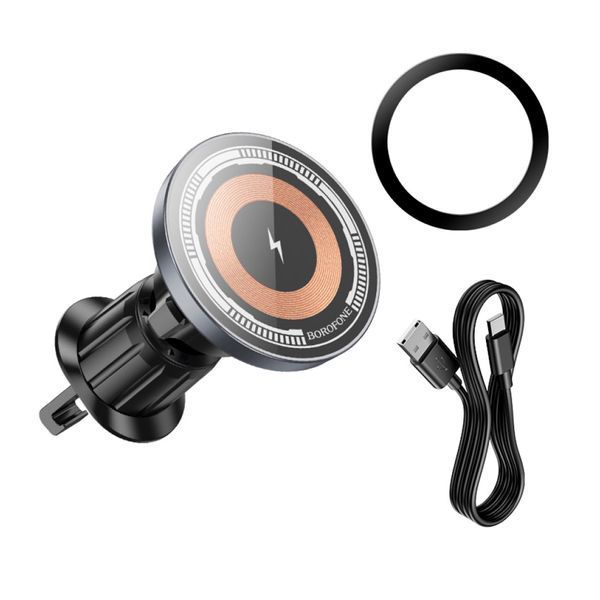Автотримач з бездротовою зарядкою Borofone BH211 5W/7.5W/10W/15W black 43865 фото
