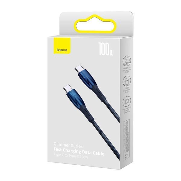 Кабель Baseus Glimmer Series Fast Charging Type-C to Type-C 100W (1m) blue 17980 фото