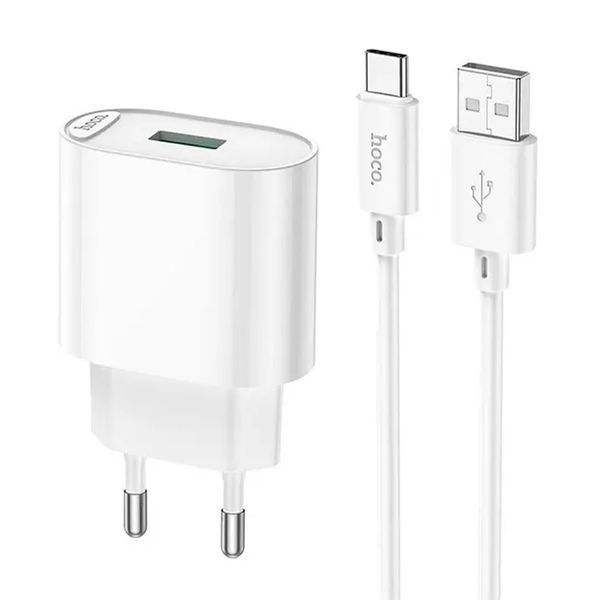 МЗП Hoco C109А 18W/3A (1USB) + cable Type-C white 31334 фото