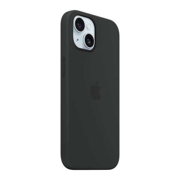 Silicone case iPhone 15 with MagSafe black 33686 фото