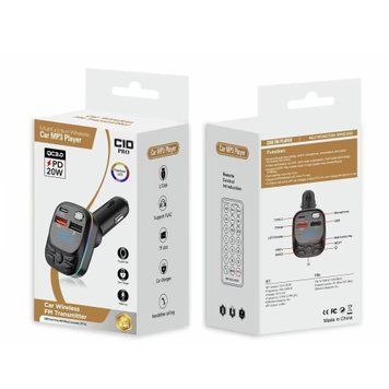 FM трансмістер Bluetooth FM-C10 Pro PD20W+QC3.0 black 36744 фото