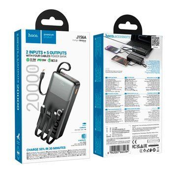 Power bank 20 000 mAh Hoco J156A PD20W+QC3.0 22.5W 4 cables black 45505 фото