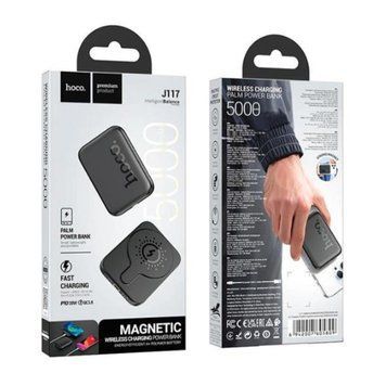Power bank 5 000 mAh Hoco J117 MagSafe 15w/PD20w/QC3.0 (input Type-C) black 38543 фото