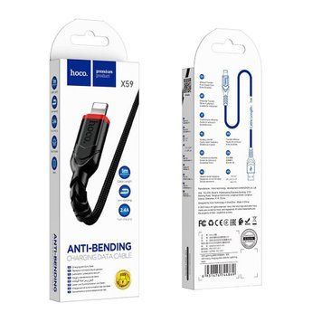 USB Cable Hoco Lightning X59 2.4A 1m black 26750 фото