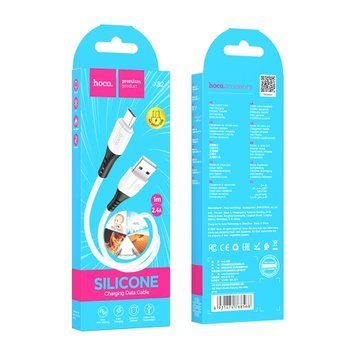 USB Cable Hoco Micro usb X82 2.4A 1m white 33095 фото