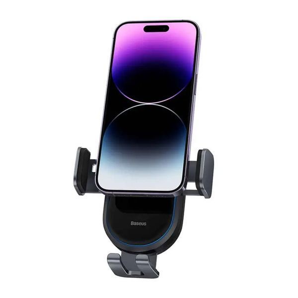 Автомобільний тримач з Бездротовим ЗП Baseus LightChaser 15W black 20417 фото