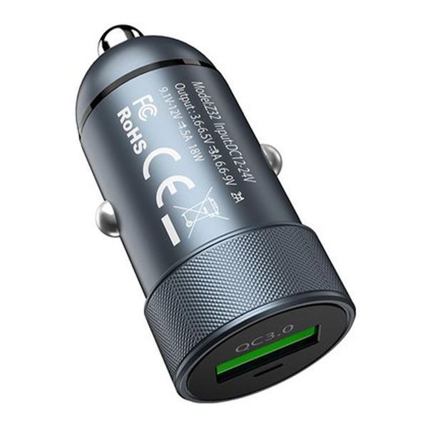 АЗП Hoco Z32 QC 3.0 (1USB) grey 21535 фото