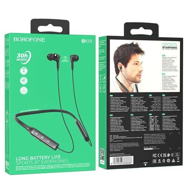 Навушники Bluetooth Borofone BE59 Sport чорні 31574 фото