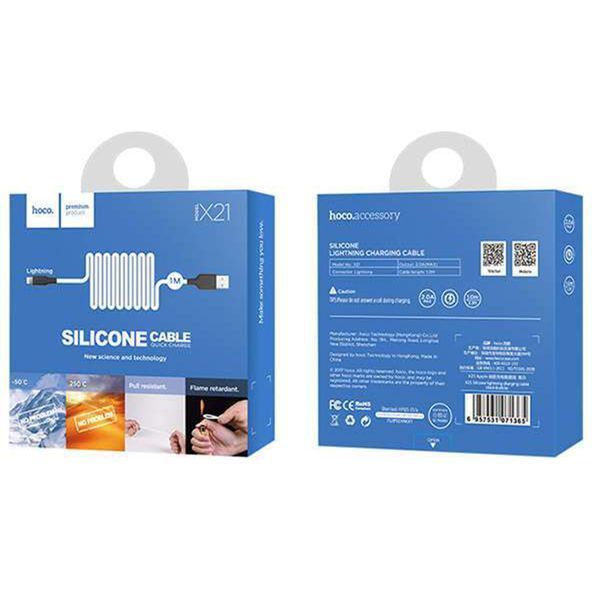 USB Cable Hoco lightning X21 2.4A 1m black 32315 фото