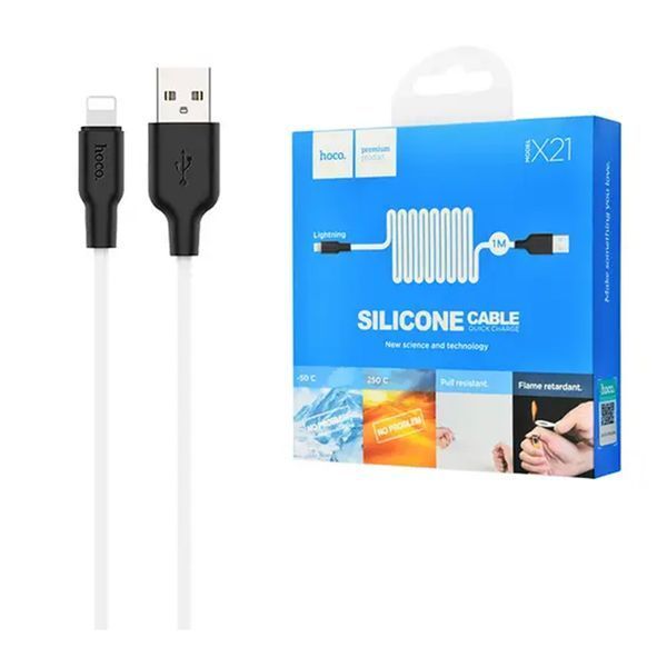 USB Cable Hoco lightning X21 2.4A 1m black 32315 фото