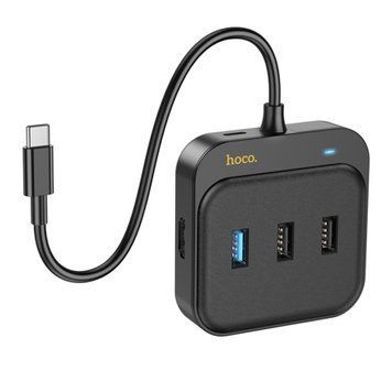 Type-C HUB Hoco HB38 7in1 (HDTV+SD/TF+USB3.0+ 2 USB2.0+PD100W) black 35551 фото